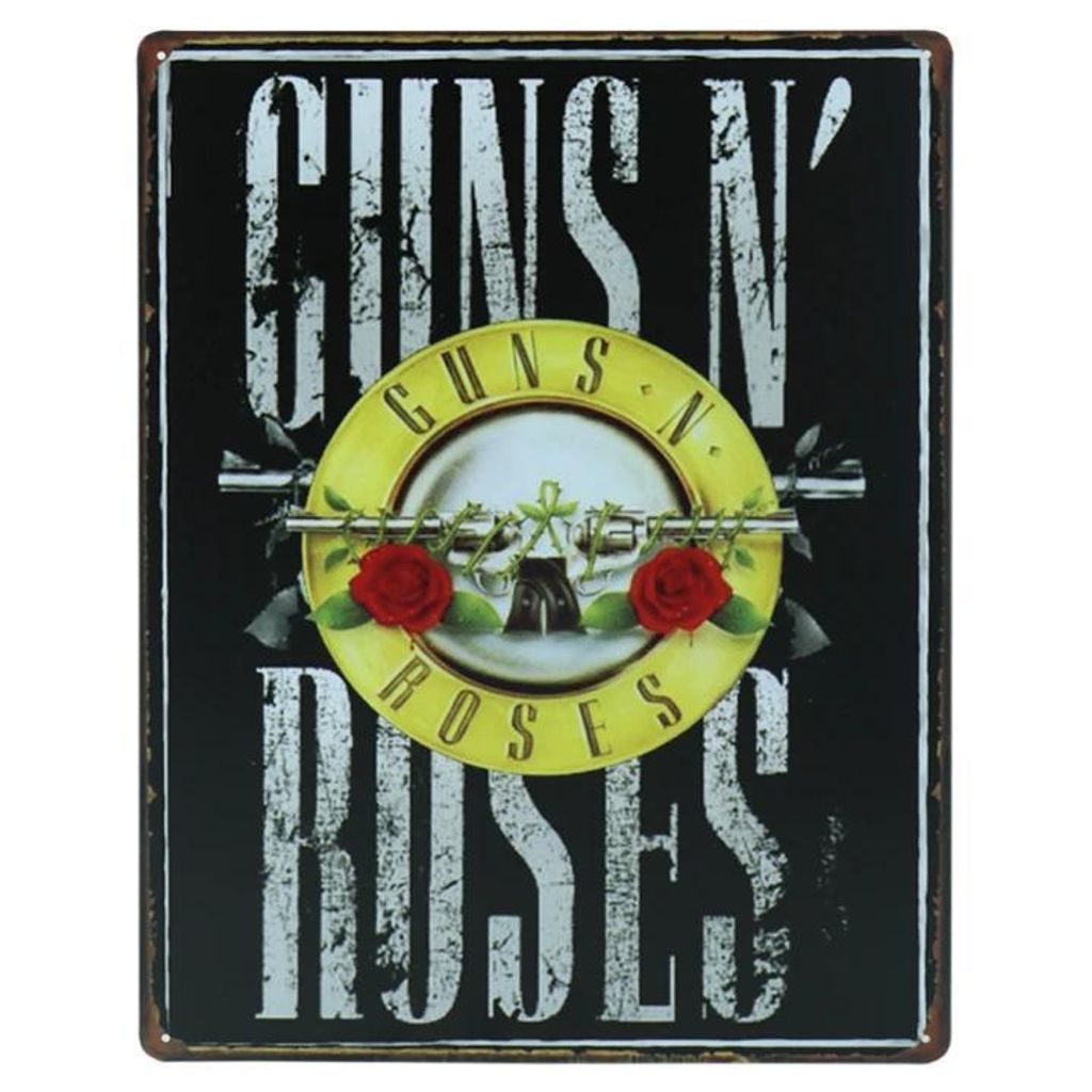 Guns N’ Roses - 30 x 40 cm - Textschild - Wandplatte - Mancave Wandschild - Metall Wandschild - Metallschild - Mancave - Cave & Garden