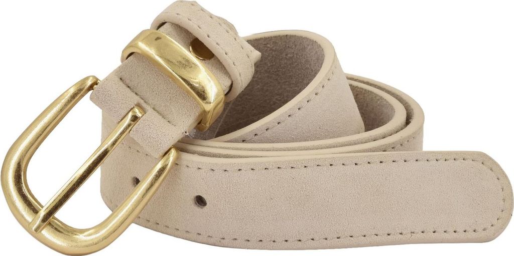 styleBREAKER Damen Echtleder Gürtel 3 cm | weiches Rindsleder Velours Optik | Edle Antik Gold Schnalle | Vintage Wildleder Look für Jeans & Kleid...