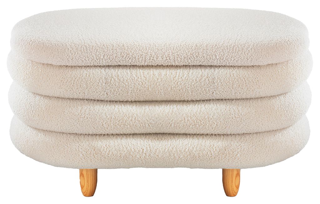 Kobolo Sitzbank Bank Hocker mit Aufbewahrung THEMBA – Bouclestoff Teddystoff weiß - Sitzkissen Sitztruhe Garderobenbank Stauraum mit Sitzfläche...