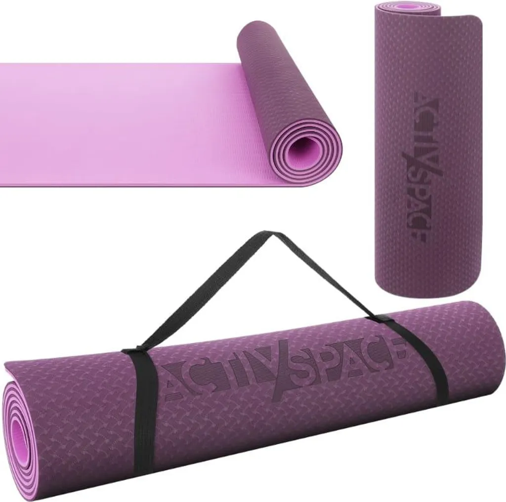 Tapis de yoga TPE rose et violet de 6 mm pour fitness à la maison
