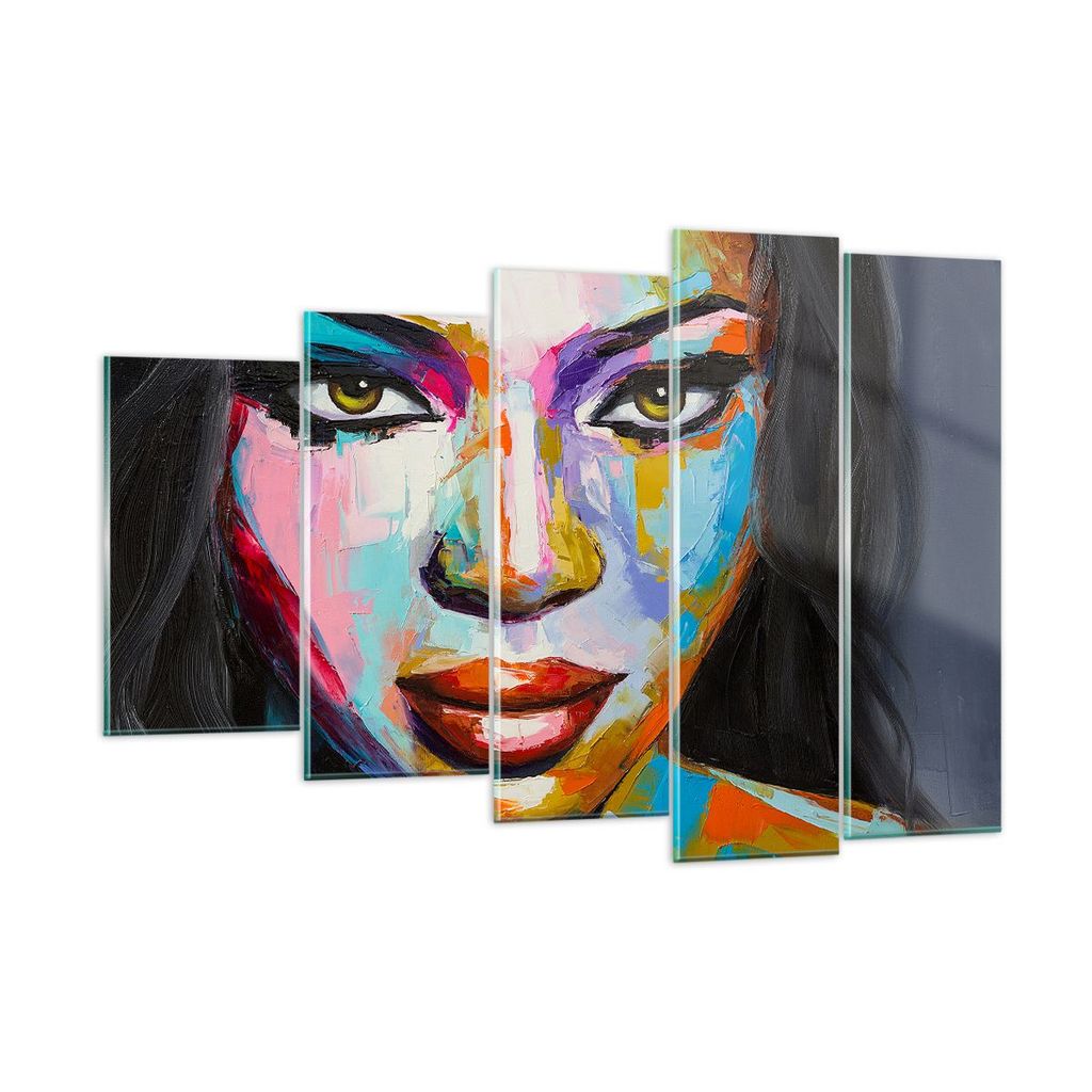 Bilder auf glas - Mädchen Gesicht - 150x100cm - Glasbilder - Wandbilder - Kunstdruck - zum Aufhängen bereit - Wanddekoration aus Glas - Glas Bild...