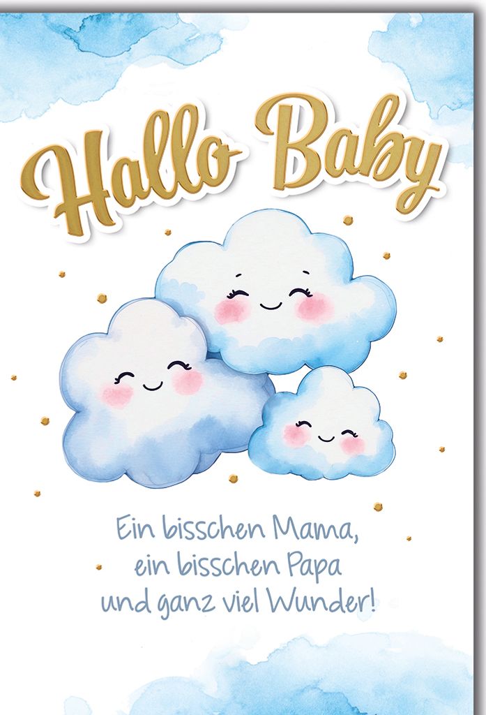 Baby Wölkchen Geburt ein bisschen Mama Papa Glückwunschkarte mit Umschlag