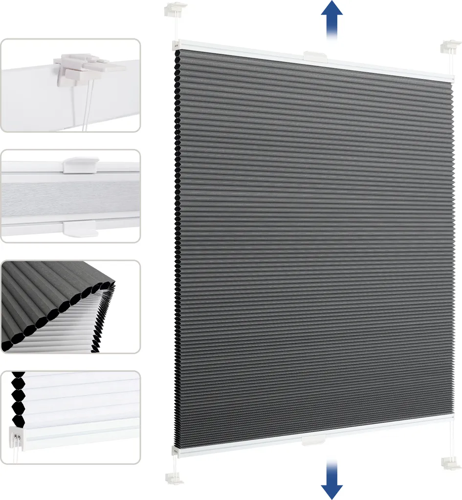 Store Plissé Klemmfix Occultant 85x130 cm pour Fenêtre et Porte PVC