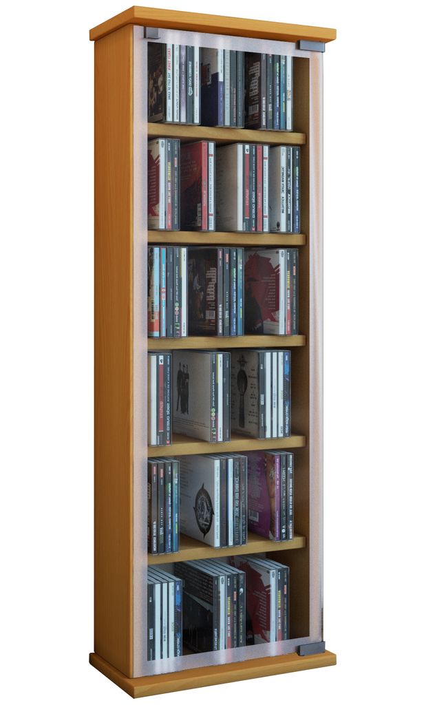 Holz CD DVD Stand Regal Schrank Classic Glastür Produktbild 