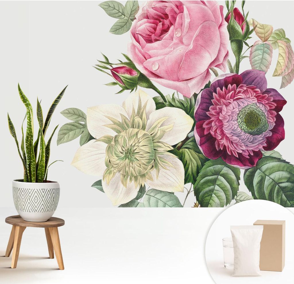 Fototapete - 208x146 cm - Tapete - Wandtapete - Wandbilder - Dekofolie - Tapete Folie - Wand - Dekoration - Wohnzimmer - Blumenstrauß