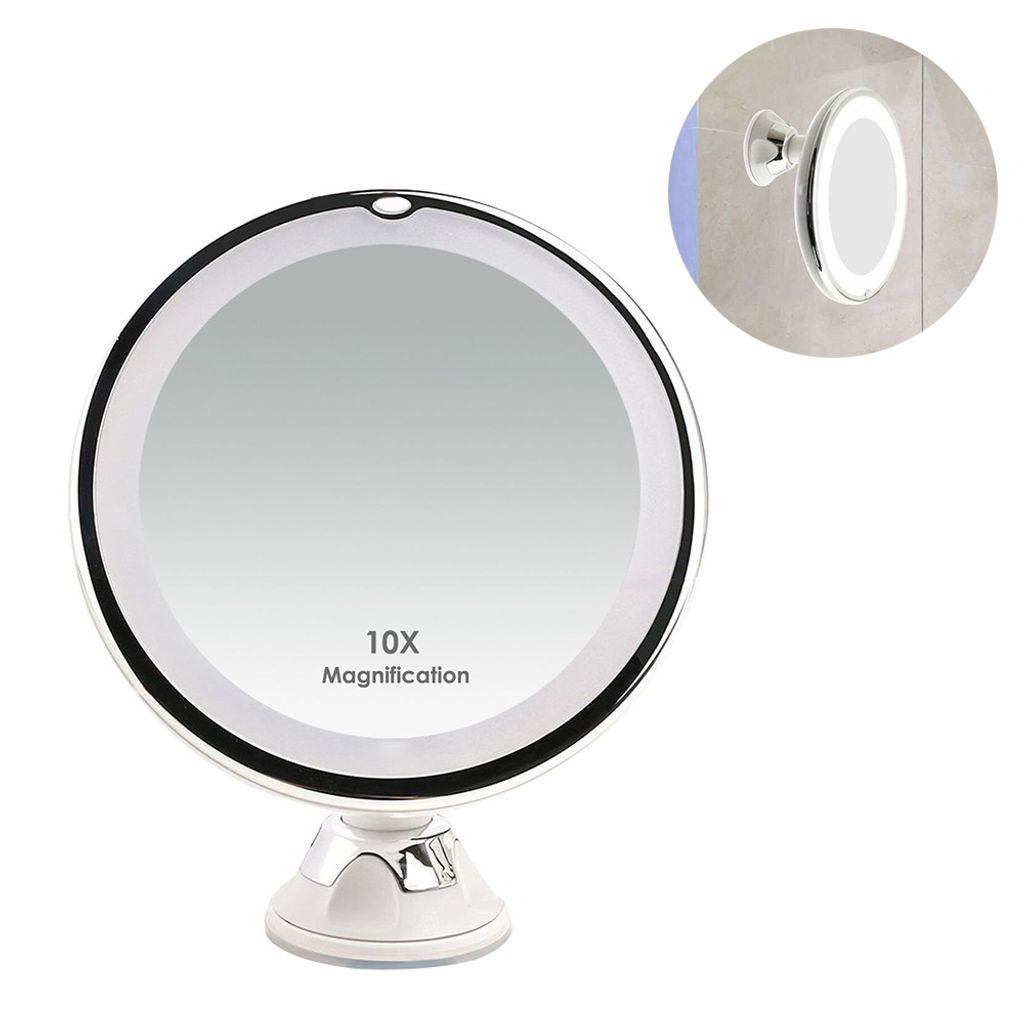 LED Licht Doppel Schminkspiegel Make up Spiegel Kosmetikspiegel 10-fach 360 ° 