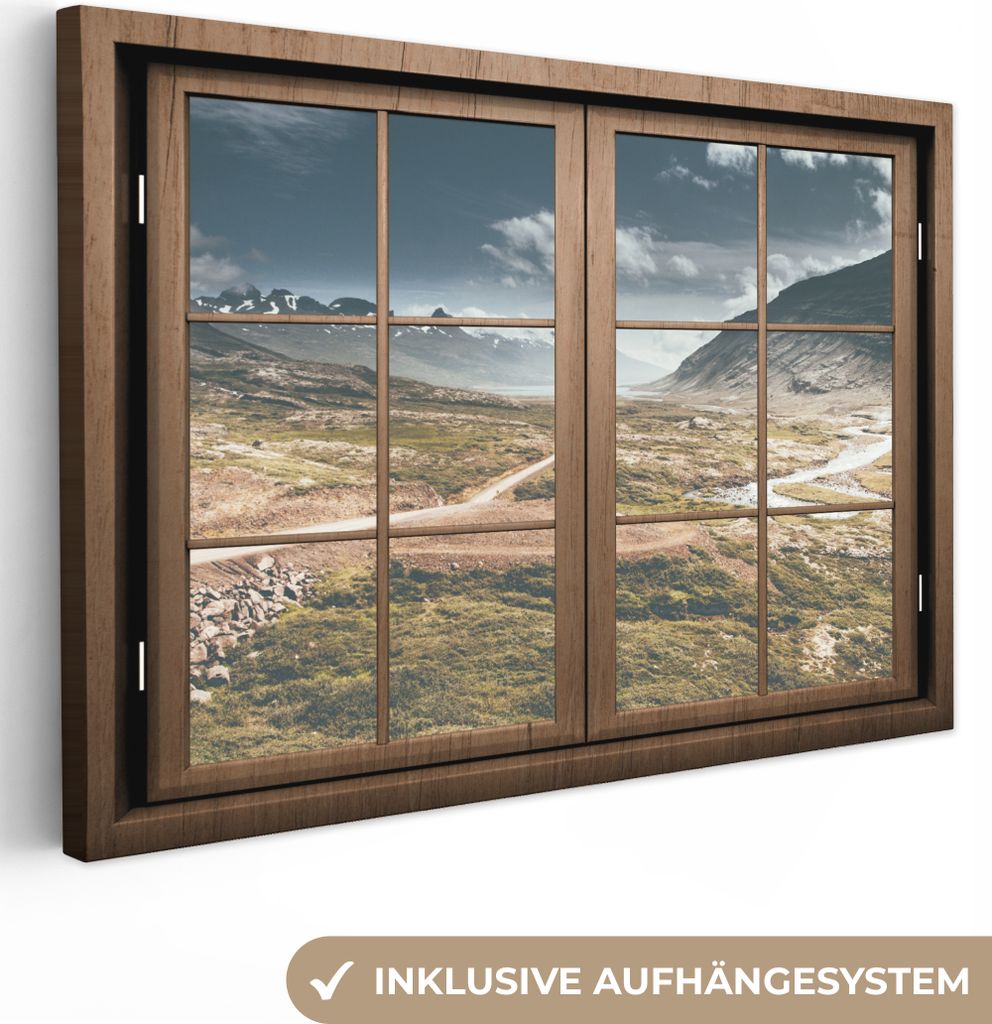 OneMillionCanvasses - Leinwandbilder - 150x100 cm, Aussicht - Berg - Weg, Wandbilder Kunstdruck Wanddekoration