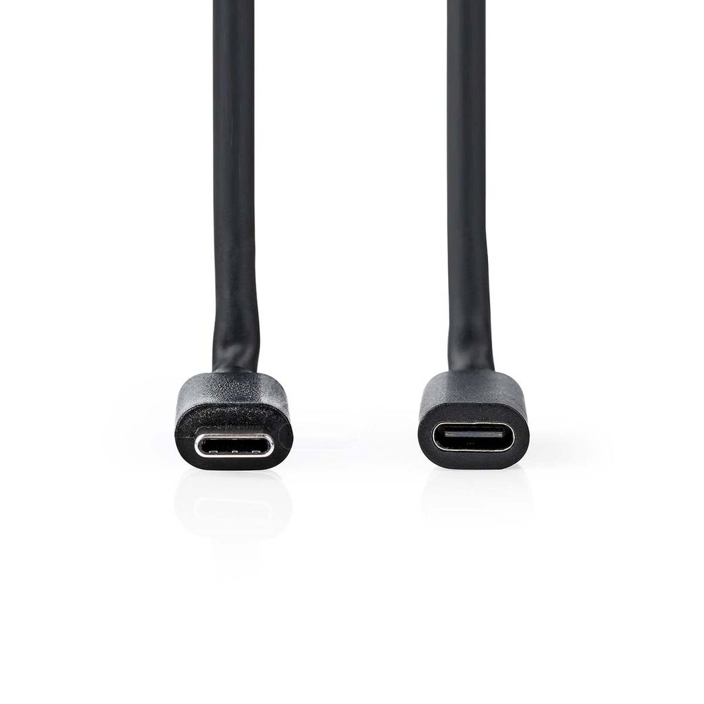 Nedis USB-Kabel - USB 3.2 Gen 1 - USB-C Stecker - USB-C Buchse - 60 W - 4K@60Hz - 5 Gbps - Vernickelt - 1.00 m - Rund - PVC - Schwarz - Label