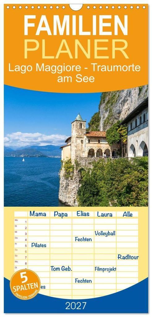 Familienplaner 2027 - Lago Maggiore - Traumorte am See mit 5 Spalten (Wandkalender, 21 x 45 cm) CALVENDO