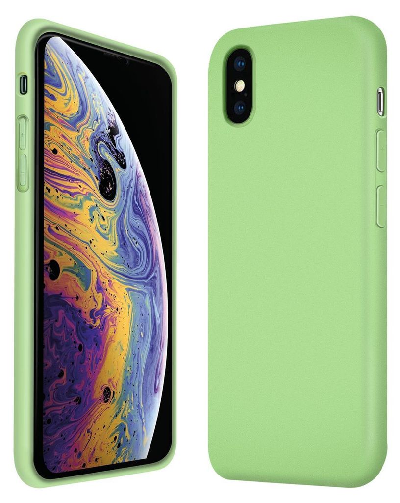 Conie TPU Schutzhülle für iPhone X / XS Tasche Case Cover Bumper Silikon Mikrofaser Inlay Hülle in Grün matt