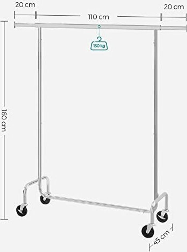 Chromowany wieszak na ubrania mobilna garderoba 150 cm Zdjęcie produktu 35
