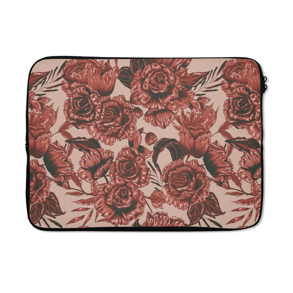 MuchoWow Laptop Hülle 14 ZollRose - Muster - Blumen Laptoptasche - Laptoptasche - Stoßsicher - Schutzhaube