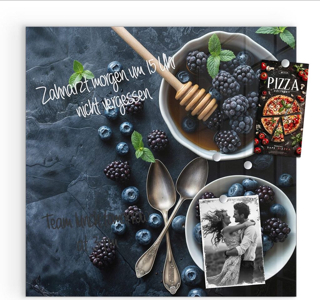 Magnettafel 50x50cm Pinnwand Whiteboard beschreibbar - Blaubeeren Stillleben