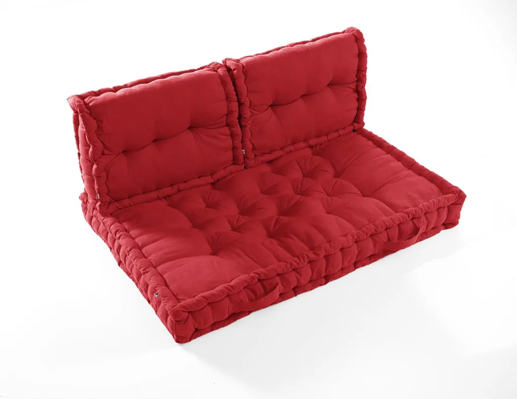 Aménagez votre terrasse : Coussin palette Rouge cerise spécial extérieur