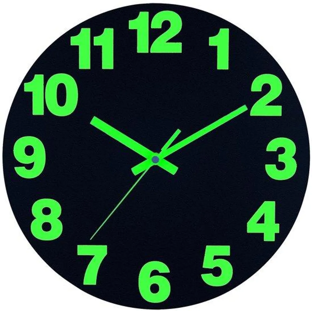 Horloge murale bois noir 25 cm lisible la nuit - Idéal Senior et Bureau