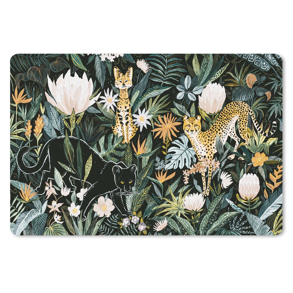 MuchoWow Schreibtischunterlage Dschungel - Tiere - Pflanzen 60x40 cm - XXL Mauspad - Großes Mauspad