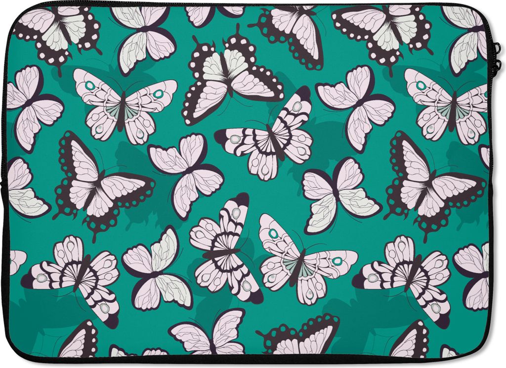 MuchoWow Laptop Hülle 13 Zoll Mädchen - Schmetterling - Tiere - Muster - Mädchen - Kinder - Kinder Laptoptasche - Laptophülle - Sleeve - Rund...