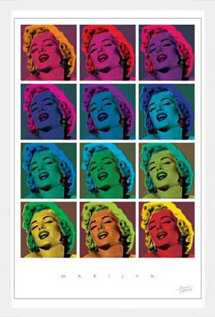 Poster Marilyn Monroe Pop Art Squares + Cornice Bianco Shinsuke Vetro