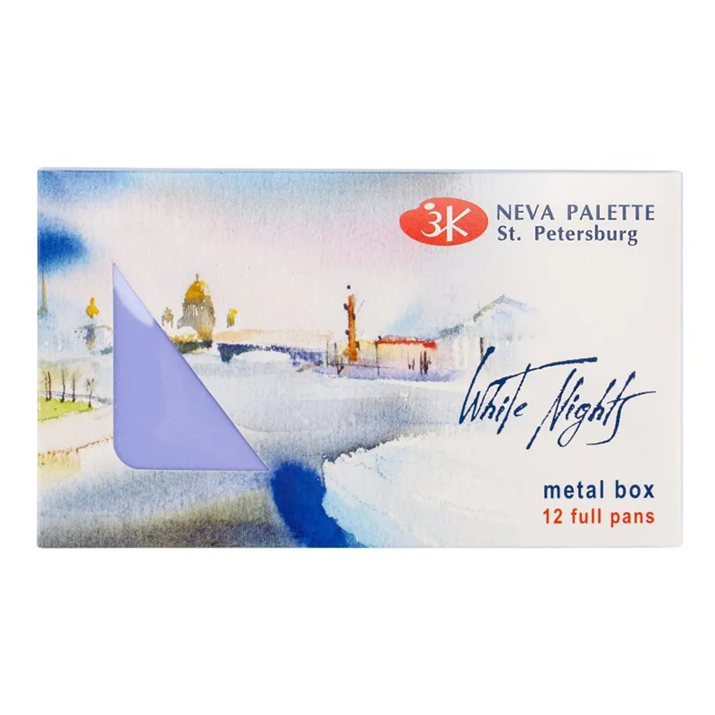 Set Aquarelle de Voyage 12 Couleurs White Nights Boîtier Métal Compact