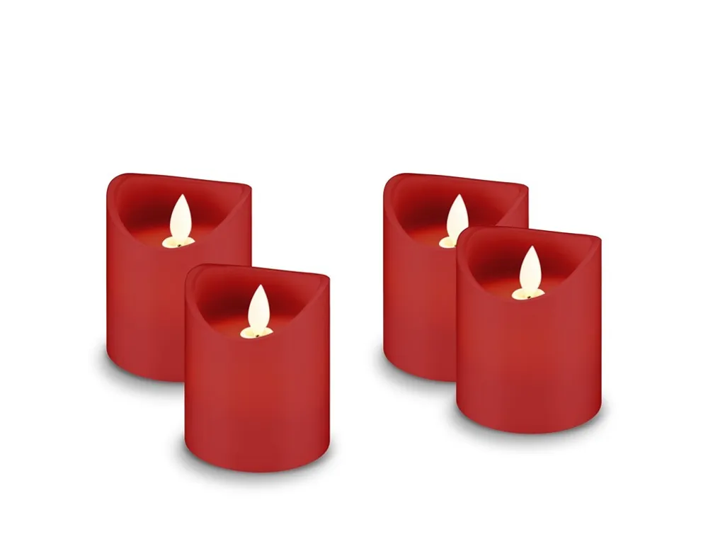 Goobay 77749 Set 4 Candele LED Cera Rossa con Timer e Stoppino 3D - 4
