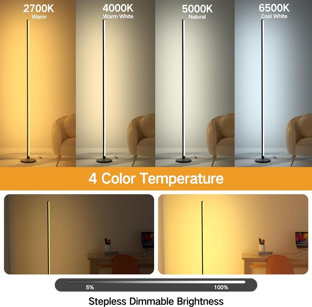 LED Stehlampe Stehleuchte RGB Dimmbar Atmosphäre Lampe APP Produktbild 3
