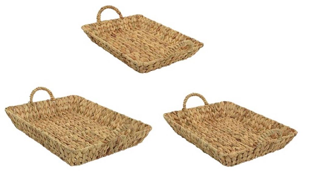 Tablett rechteckig Griff Wasserhyazinthe 40x30x6 cm klein Produktbild 