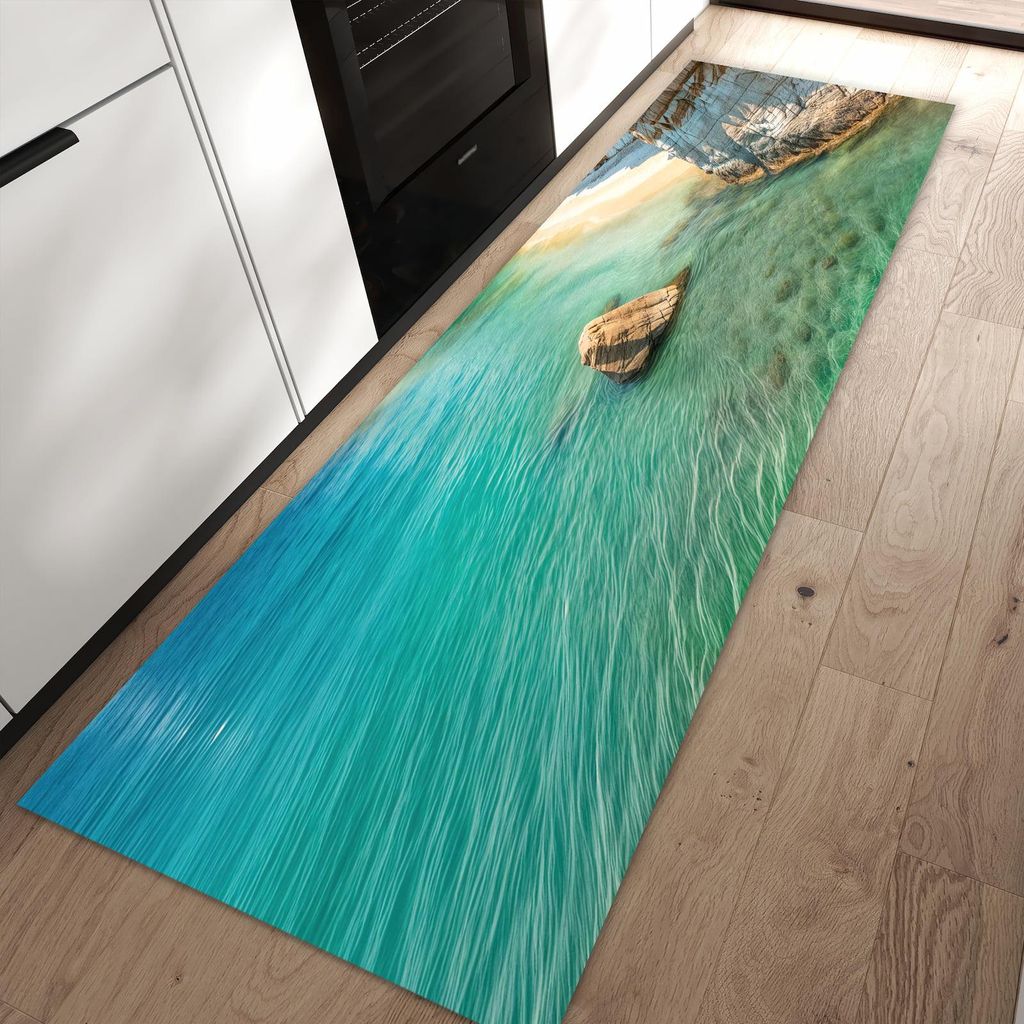 Küchenteppich 80x250cm rutschfest & abwischbar PVC Läufer - Küstenparadies