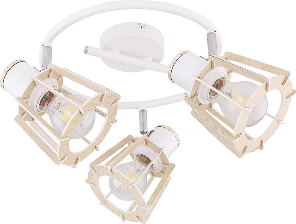 Deckenleuchte, Holz, 3 Flammig, naturfarben, D 28 cm