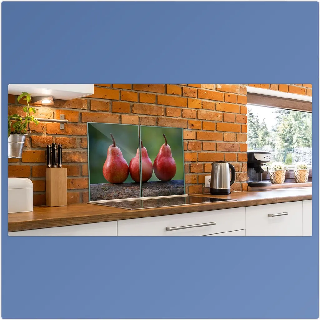 Lastre Protezione Piano Cottura Vetro Temperato 2x 40x52 Frutta HD - 4