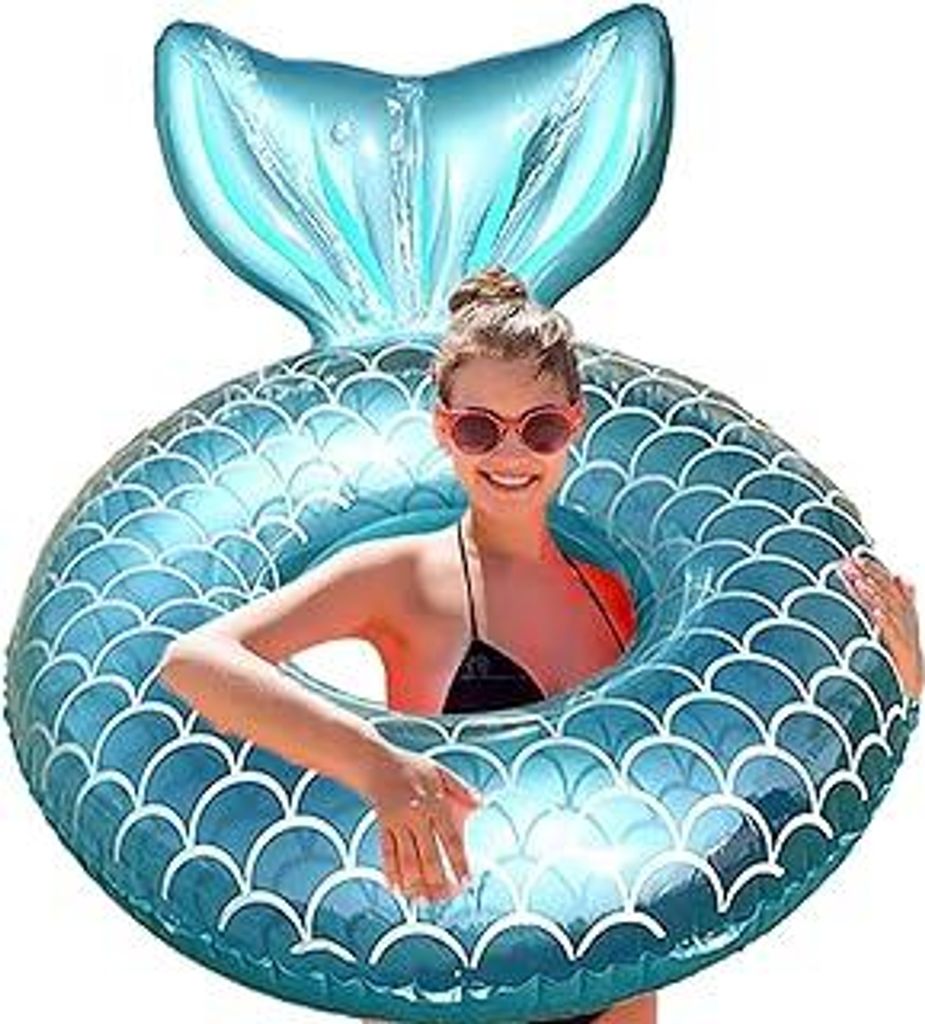 Aufblasbare Schwimmring Erwachsene groß, Schwimmreifen Spielzeuge in Meerjungfrau-Schwanzform, Transparenter Pool Floating Ring, Dauerhafter Pool ...