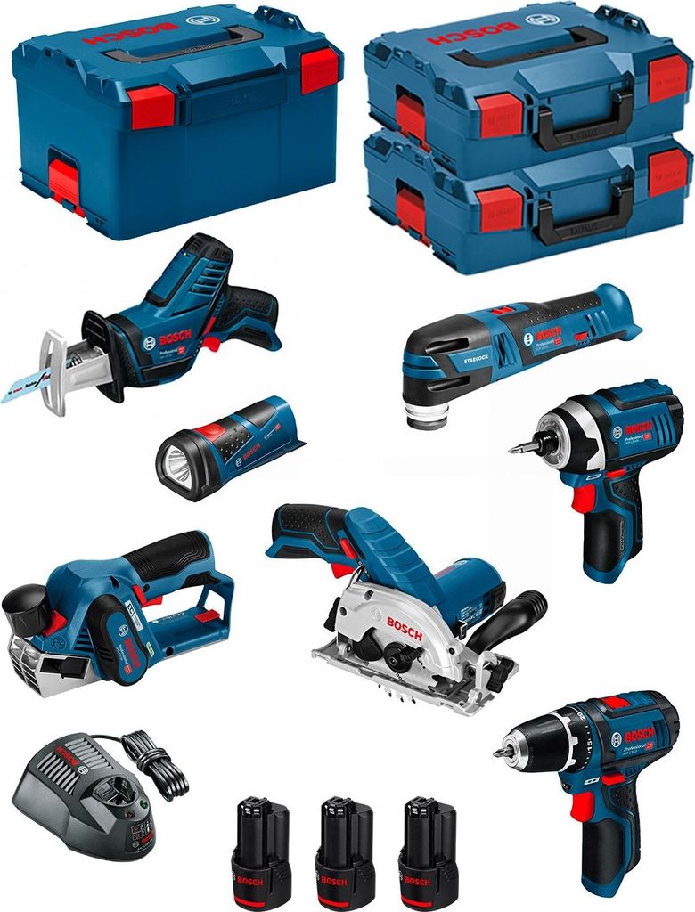 BOSCH Kit 12V BMK7-28DD3 (GSR 12V-15 + GDR 12V-105 + GKS 12V-26 + GOP 12V-28 + GSA 12V-14 + GLI 12V-80 + GHO 12V-20)