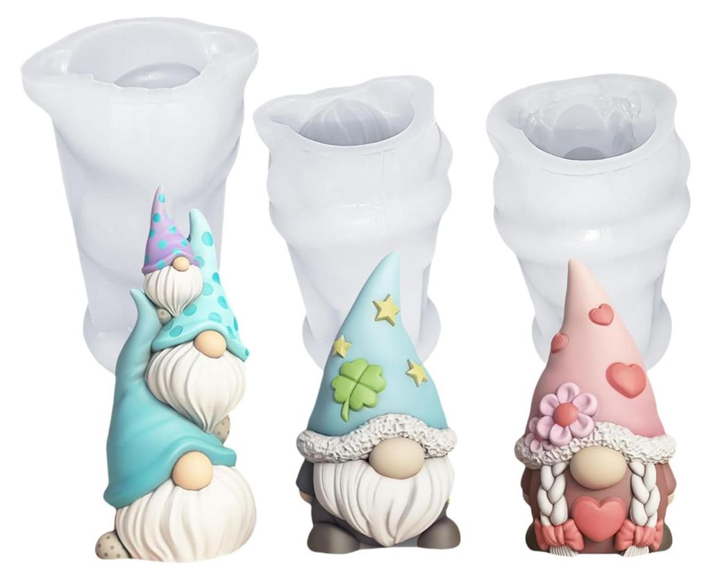 3 Silikonformen, Gussformen für Ostern, Wichtel, Gips, DIY-Frühlingsdekorationen, Weihnachtsdekorationen, Ostergeschenk