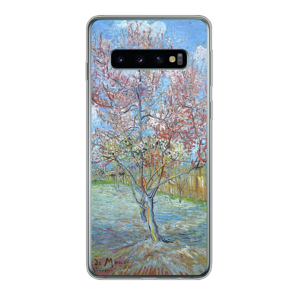 MuchoWow Handyhülle Schutzhülle Hülle für Samsung Galaxy S10 Der rosa Pfirsichbaum - Vincent van Gogh Silikon Softcase Handy Hülle - Handyta...