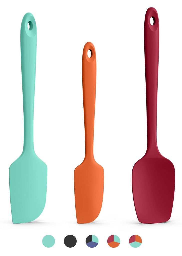 3-teiliges Silikonspatel-Set, hitzebeständig bis 315 °C, flexibel, lebensmittelecht, nahtlos, Antihaftbeschichtung, Küchenutensil zum Kochen, Ba...