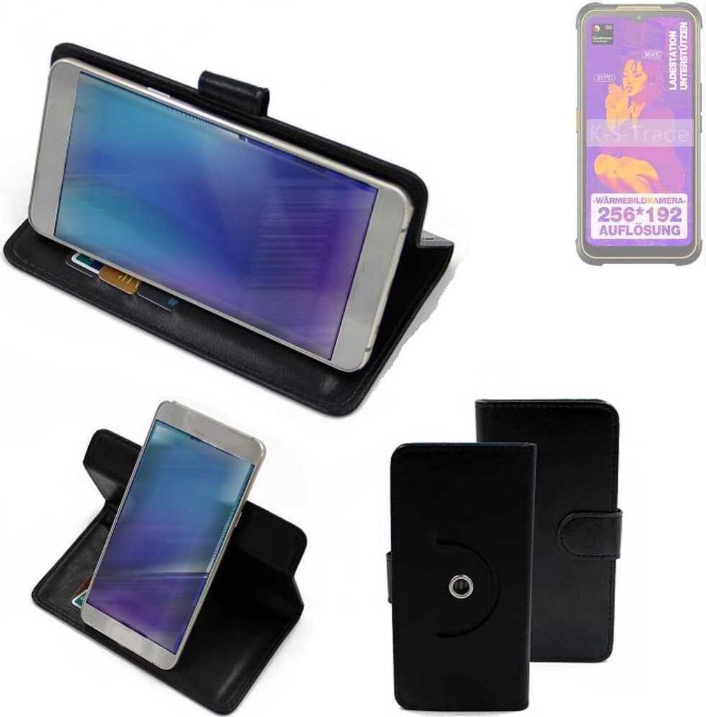 K-S-Trade Case Schutzhülle Handyhülle kompatibel mit AGM Glory G1S Flipcase Smartphone Cover Handy Schutz Tasche Klapphülle Walletcase schwarz