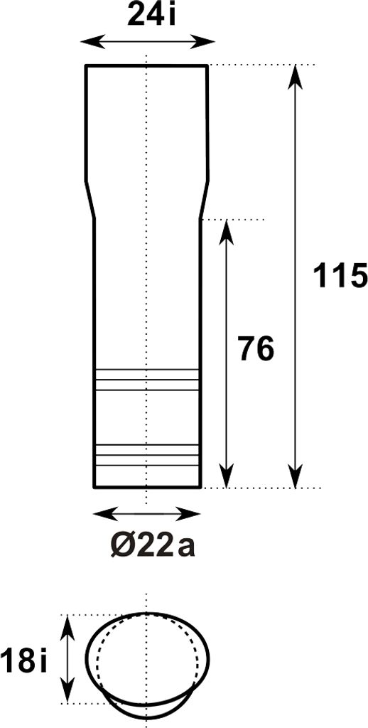 TG-Kunststoffe Übergangsstück von rund auf oval 115 mm Länge / Überlaufverbindung