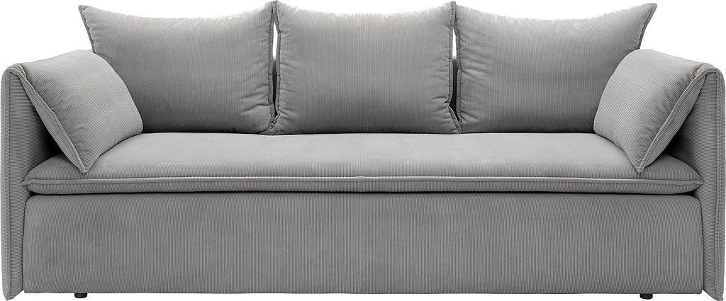 Sofa 3-Sitzer - Mit Schlaffunktion - Feincord - Grau - TEODORA
