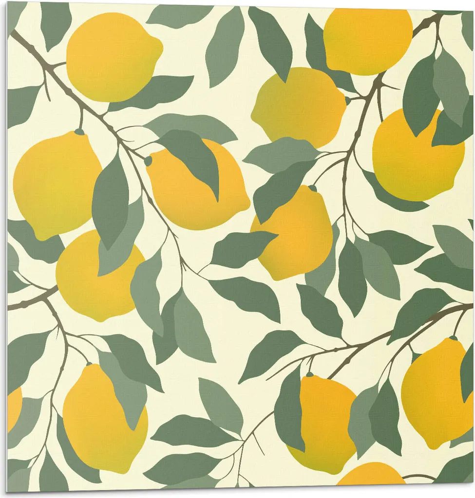 Citron Botanical Pattern - Piastrelle autoadesive - Piastrelle autoadesive - Piastrelle in PVC - Piastrelle in vinile - Piastrelle autoadesive 3D - Piastrelle adesive - Piastrelle per cucina e bagno - 20 pezzi 20 x 20 cm