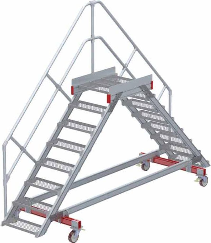 Euroline 512 mobiler Überstieg 45° Stufenausführung Stahl Gitterrost Stufenbreite 600mm 8 Stufen