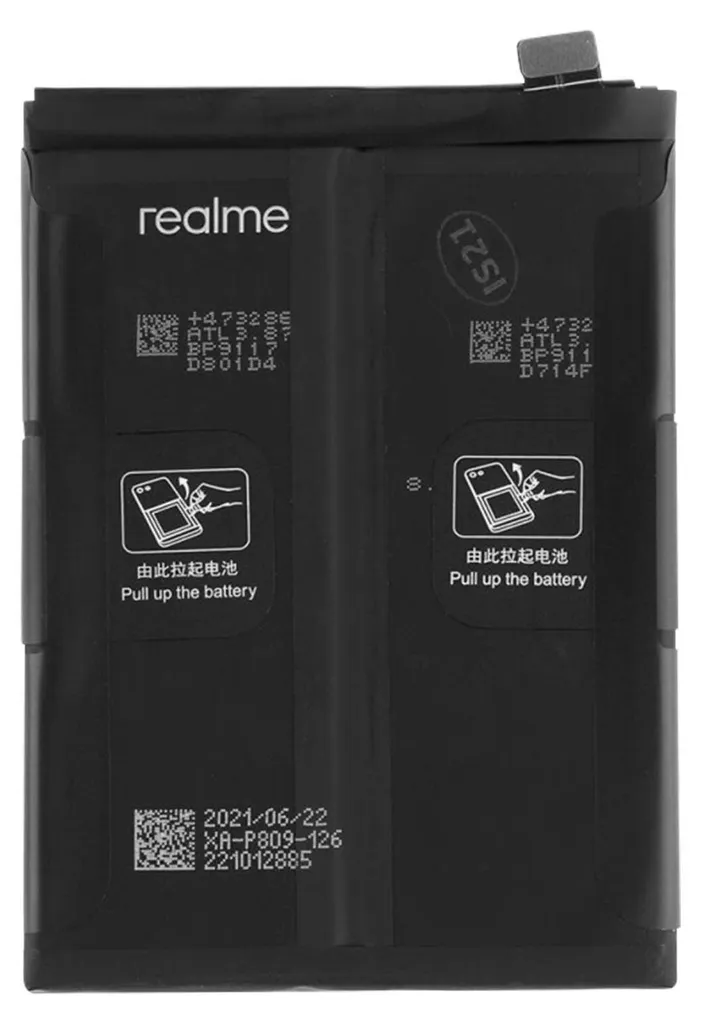 Batterie de secours pour Realme GT 2 Pro Clappio - Autonomie 5000mAh Noir