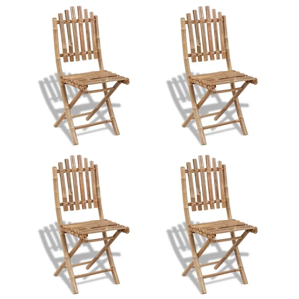 Chaises de jardin en bambou vidaXL 4 pièces - Structure durable et zen