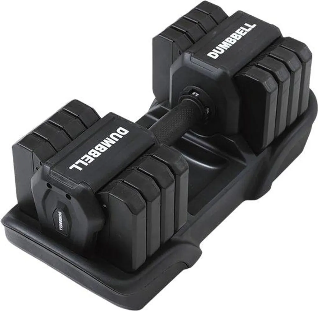 Haltère réglable JustValue 25 kg avec poignée rotative noire