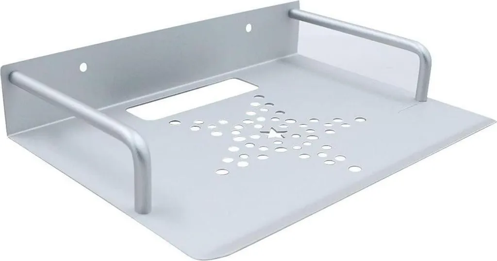 Support Mural pour Box Internet et Répéteur : Plateau Argent 23x16cm - 8