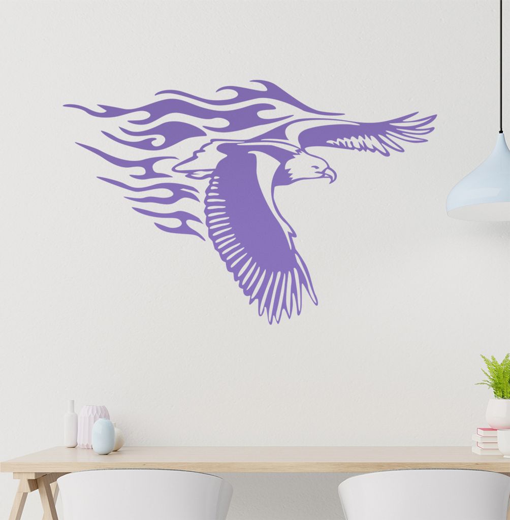 Flammen Adler Wandtattoo in 6 Größen - Wandaufkleber Wall Sticker - Dekoration, Küche, Wohnzimmer, Schlafzimmer, Badezimmer
