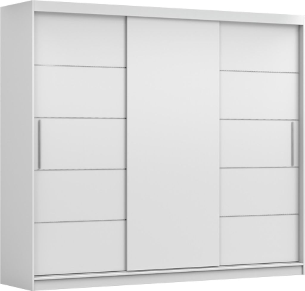 MOEBLO Kleiderschrank ELBA II – Schwebetürenschrank 2-türig Schrank Garderobe Schiebtüren Schlafzimmer, Dekorative Aluminiumleisten, Kleiderst...