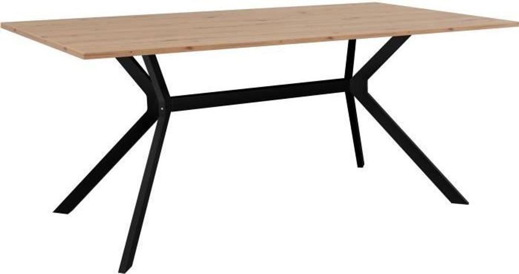 Esstisch ONEX, 180 x 90 x 75 cm, Eiche Artisan und Schwarz, Bis zu 10 Personen