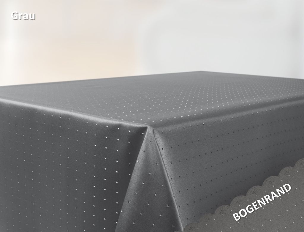 First-Tex Tischdecke, Punkte Damast Tischdecke Eckig 130x340 Von First-Tex Weiß Pflegeleicht