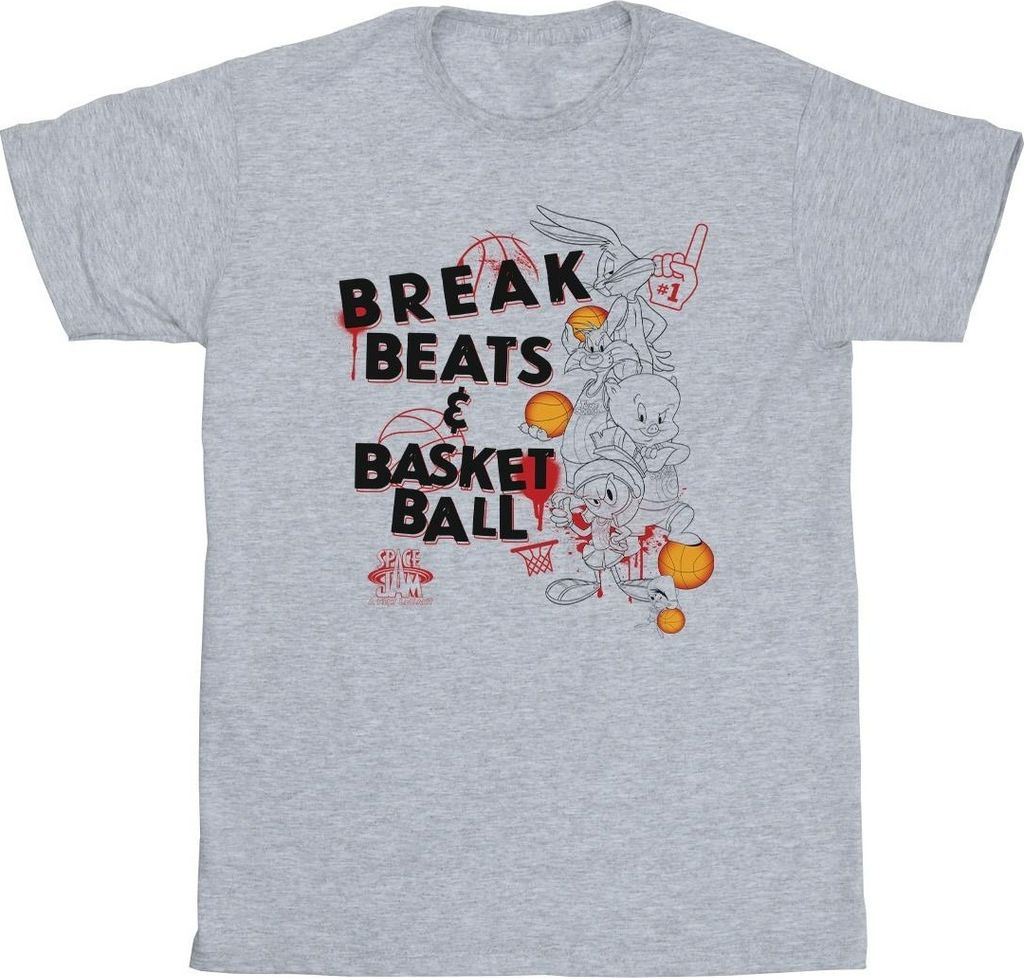 Space Jam: A New Legacy - "Break Beats & Basketball" T-Shirt für Herren BI51873 (S) (Grau)