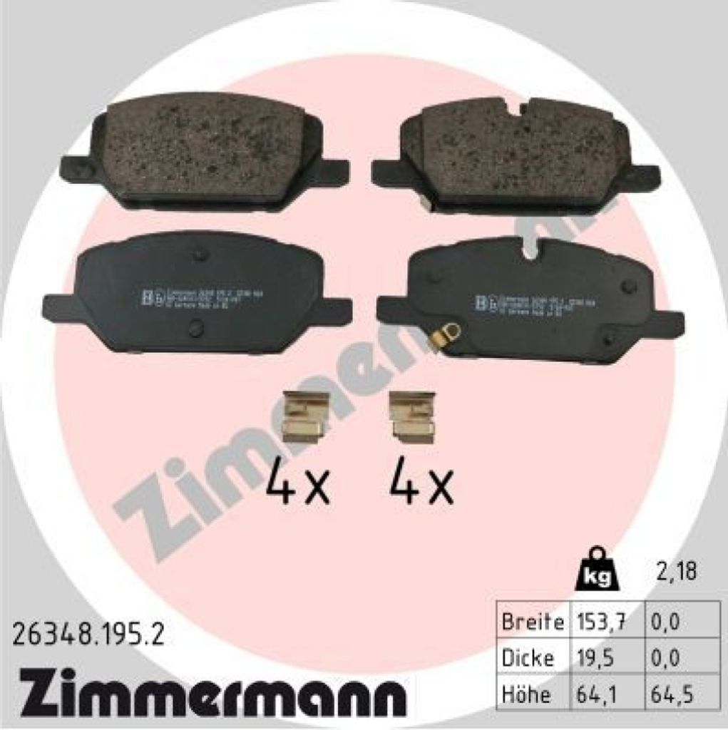 ZIMMERMANN Bremsbelagsatz, Scheibenbremse Vorne 26348.195.2