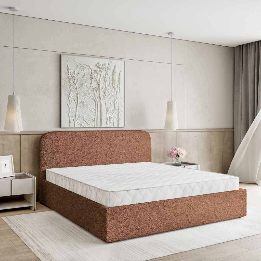 Masseno Polsterbett RENIVE 160x200 cm, Polsterbett mit Bettkästen -Orange, QUELLE 54